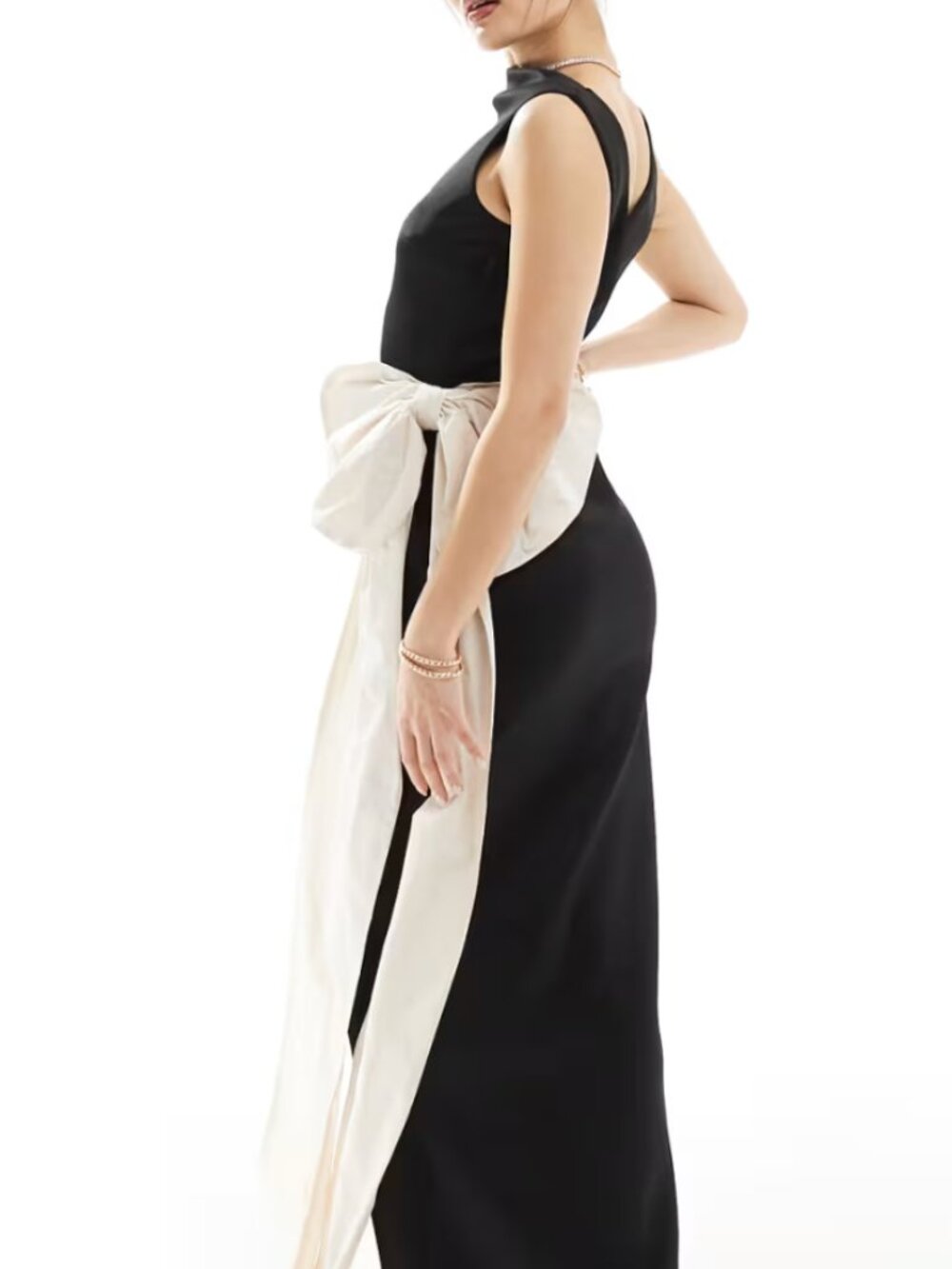 Asos Sleeveless Extreme Bow Maxi Dress In Black